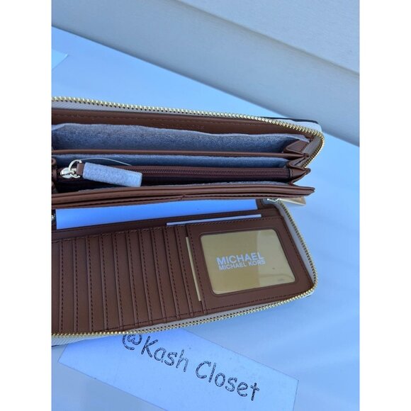 Michael Kors continental wristlet travel large MK signature wallet vanilla - Picture 4 of 5